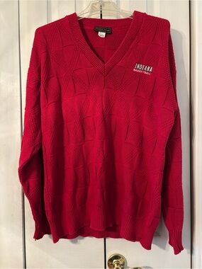 Vintage Andrew Rohan Cableknit Indiana Basketball Red V-Neck Sweater